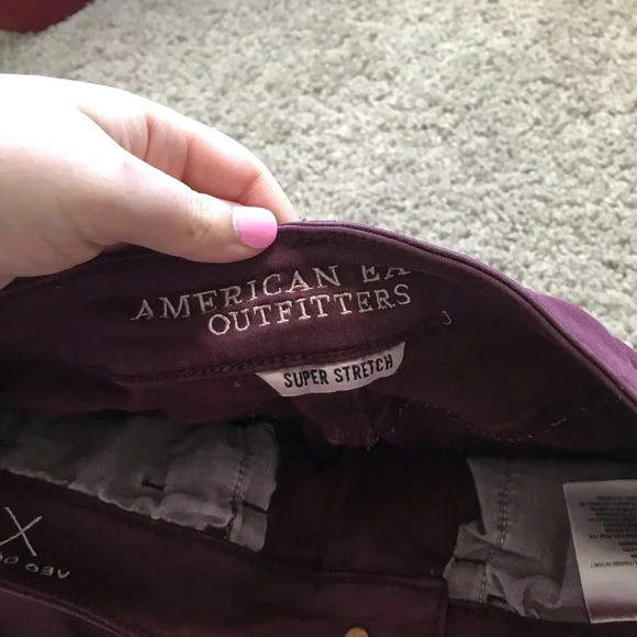 American Eagle Maroon Hi-Rise Shorty Shorts - Picture 2 of 5